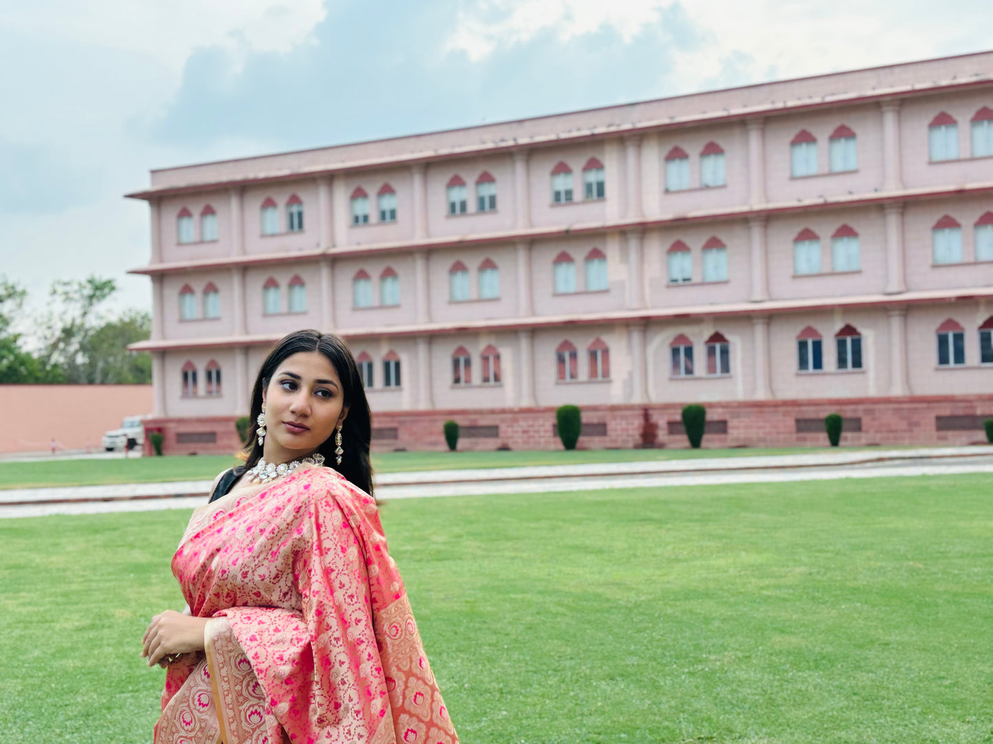Light Pink Pure Silk Banarasi Tanchoi Saree