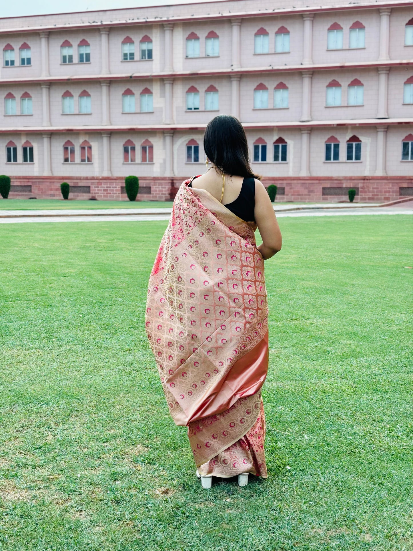 Light Pink Pure Silk Banarasi Tanchoi Saree
