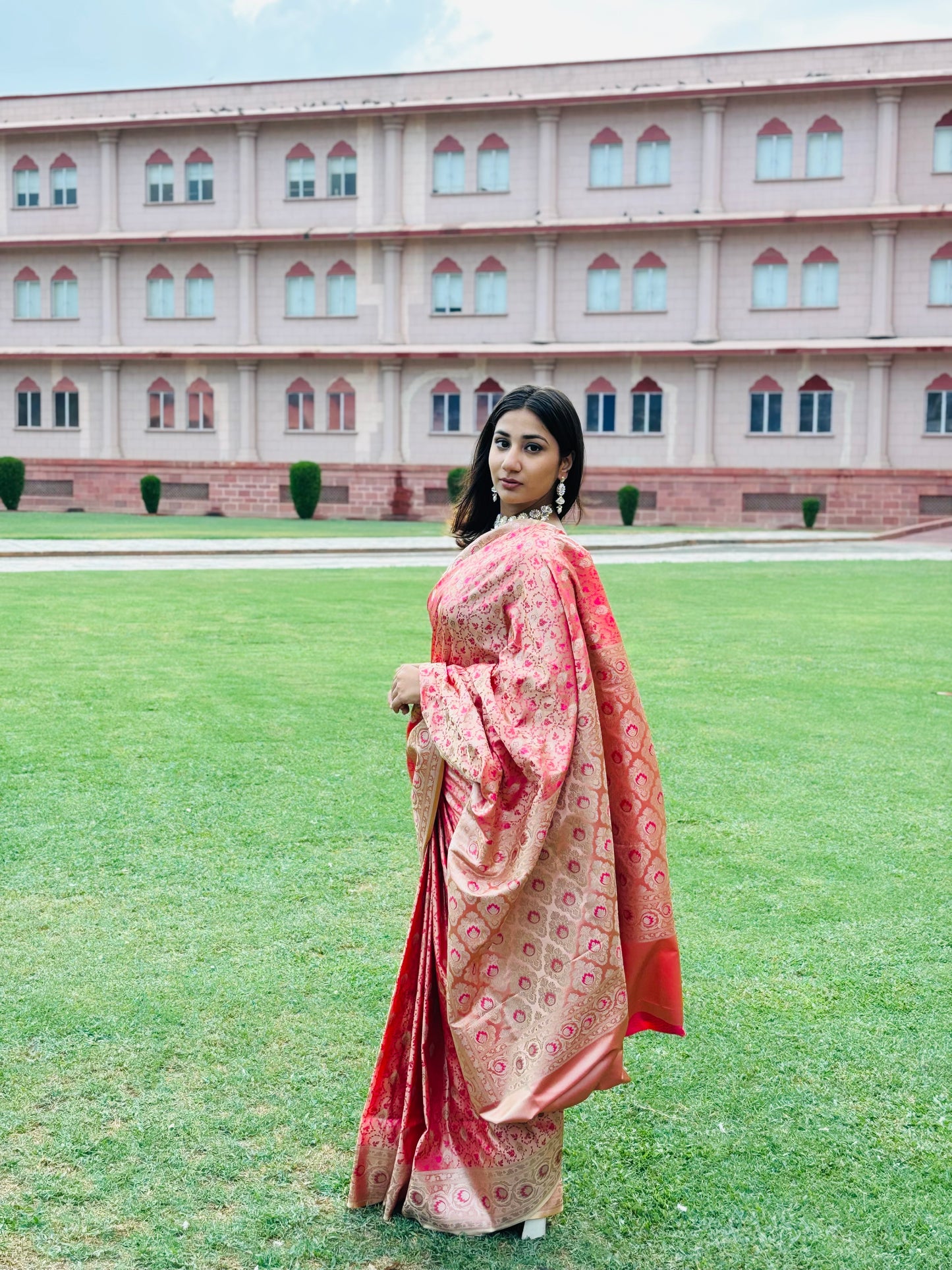 Light Pink Pure Silk Banarasi Tanchoi Saree