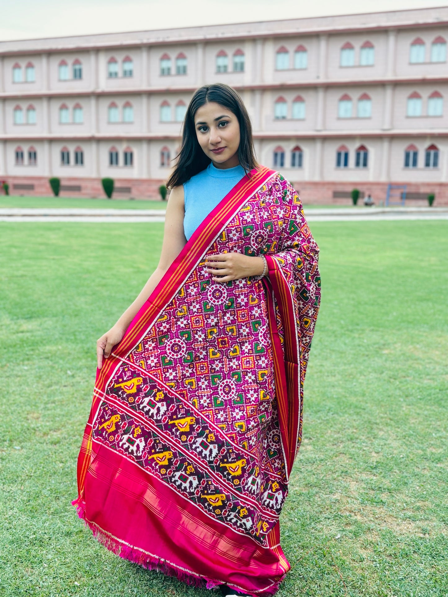 Light RED Patola Dupatta