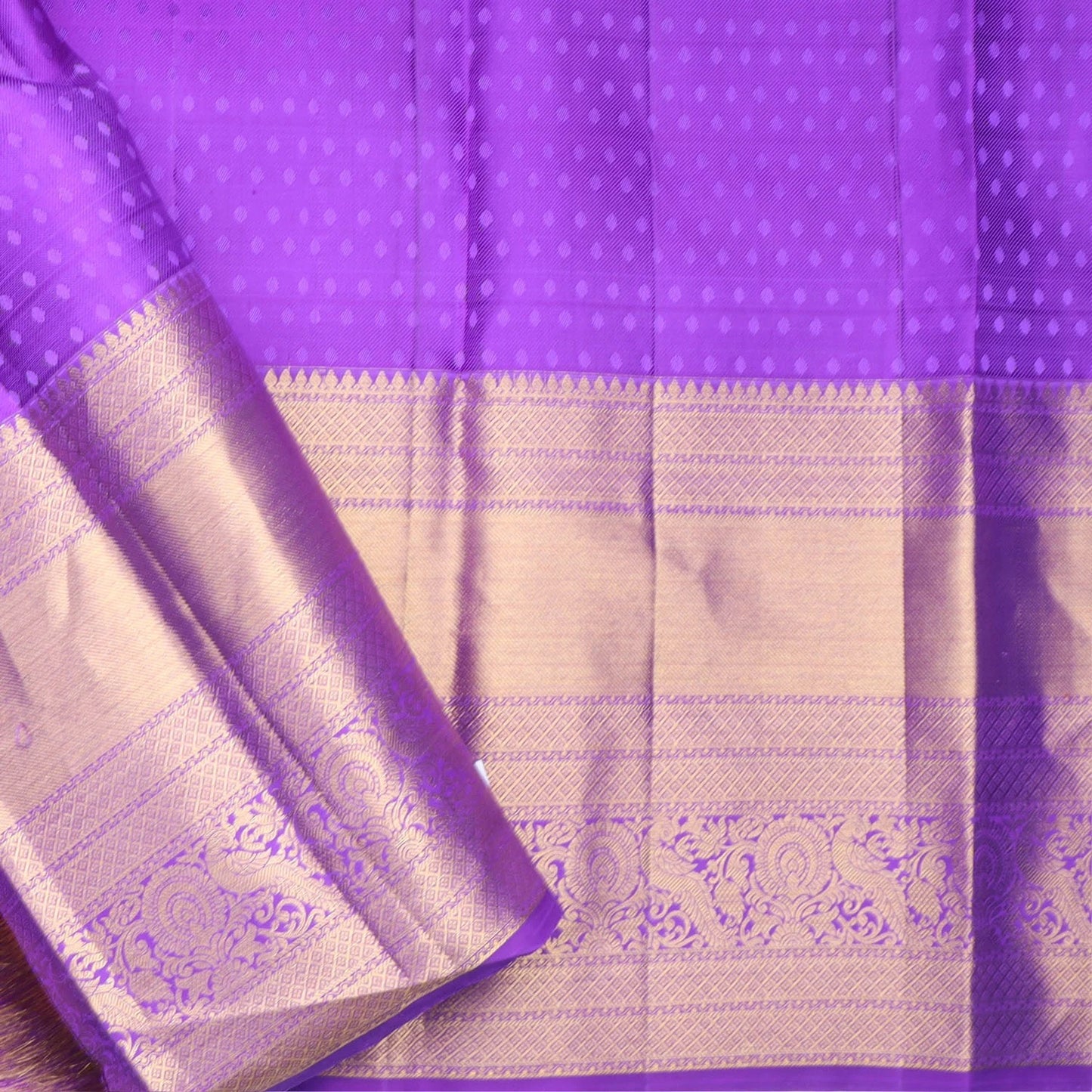 Violet Kanjivaram Silk Saree With Floral Pattern
