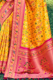 Mustered Yellow Woven Patola Saree