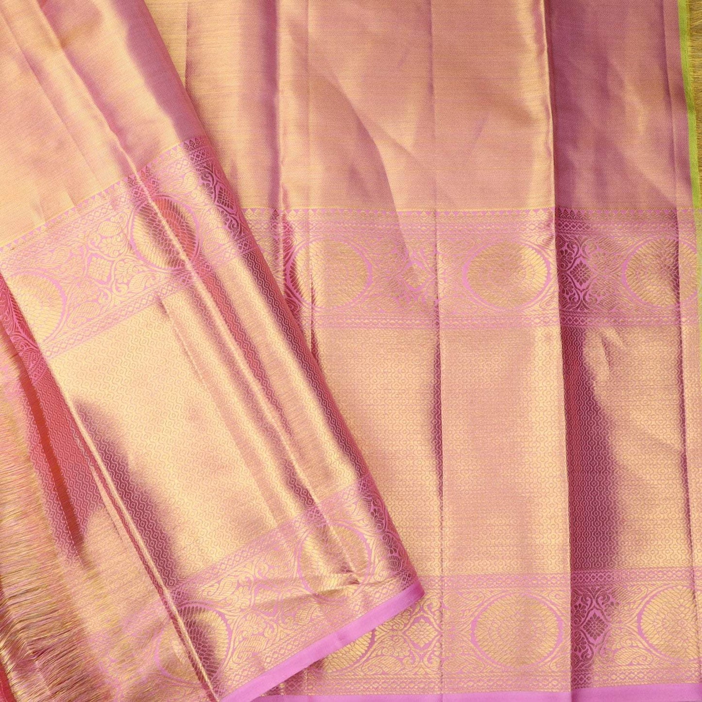 Gold Tissue Kanjivaram Silk Saree With Floral Motif Pattern