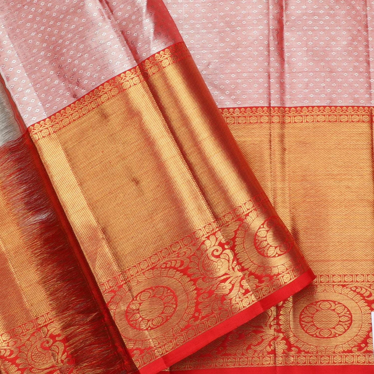 Pastel Blue Tissue Kanjivaram Silk Saree With Floral Pattern