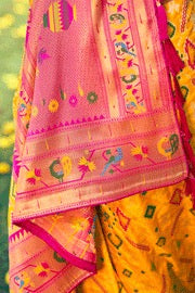 Mustered Yellow Woven Patola Saree