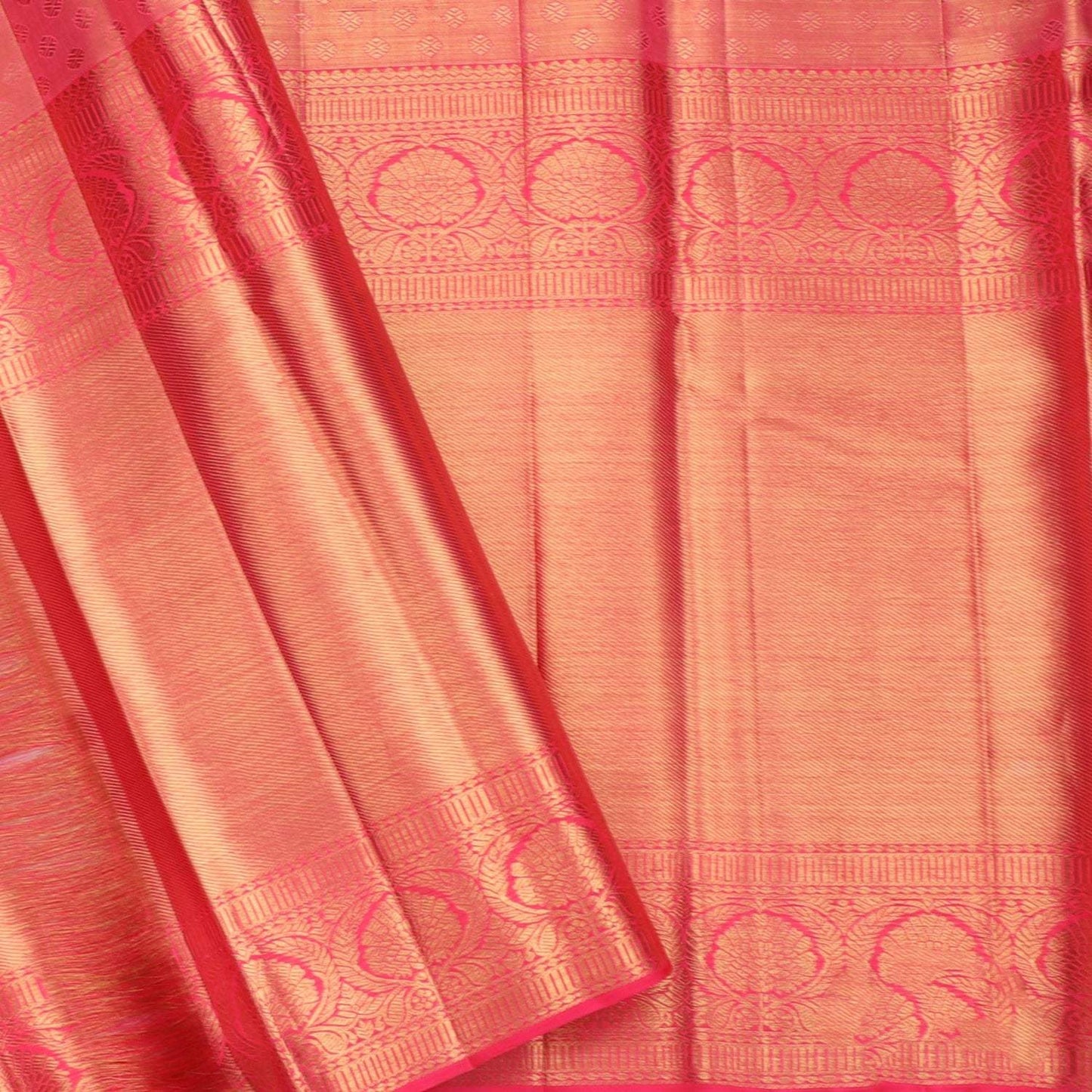 Pink Tissue Kanjivaram Silk Saree With Floral Pattern