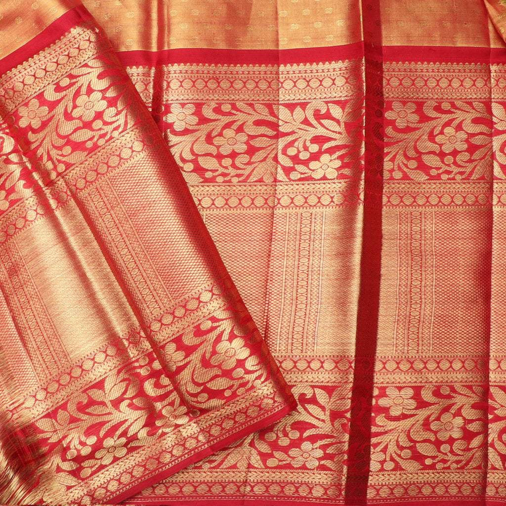 Violet Tissue Kanjivaram Silk Saree With Floral Pattern