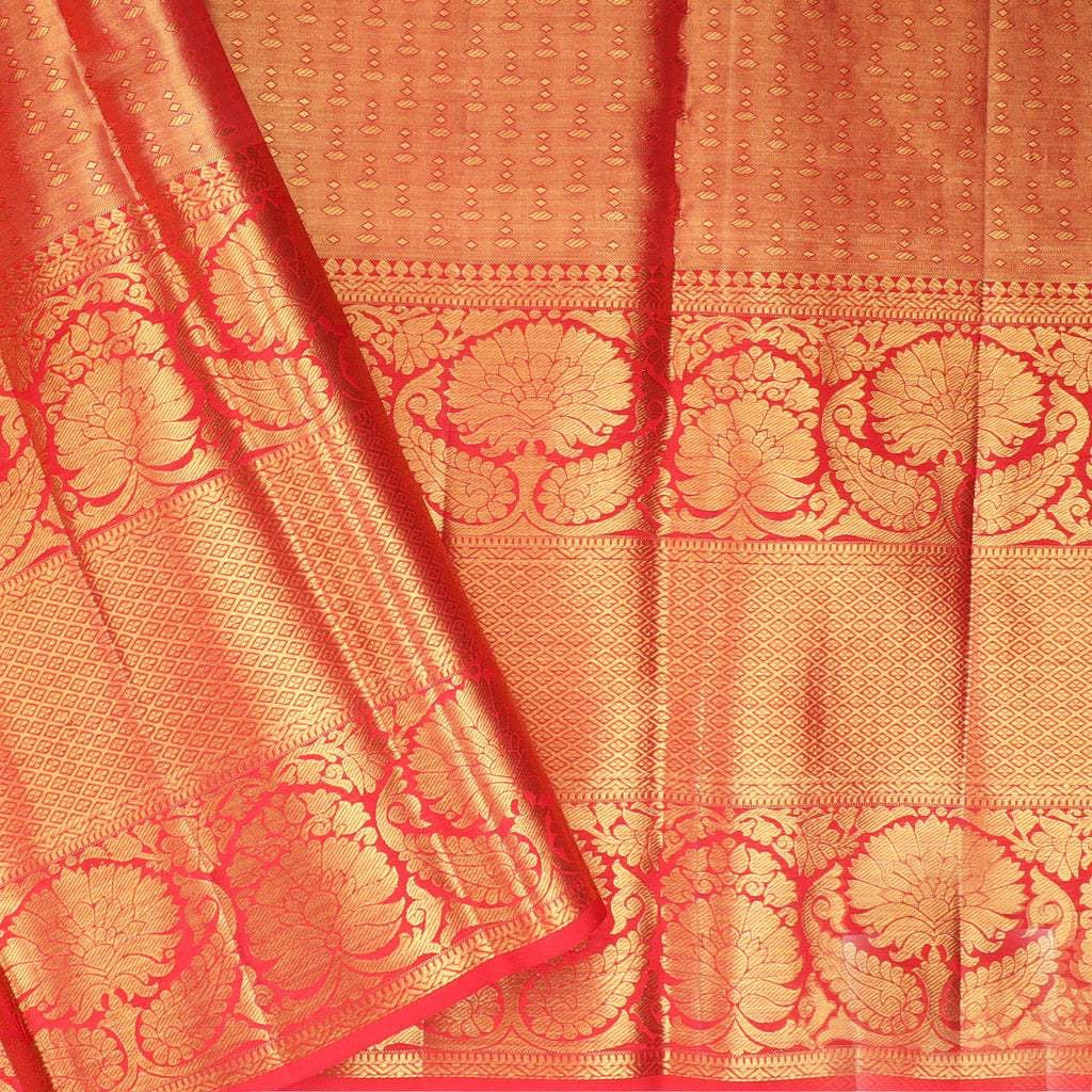 Powder Blue Tissue Kanjivaram Silk Saree With Floral Jaal Pattern