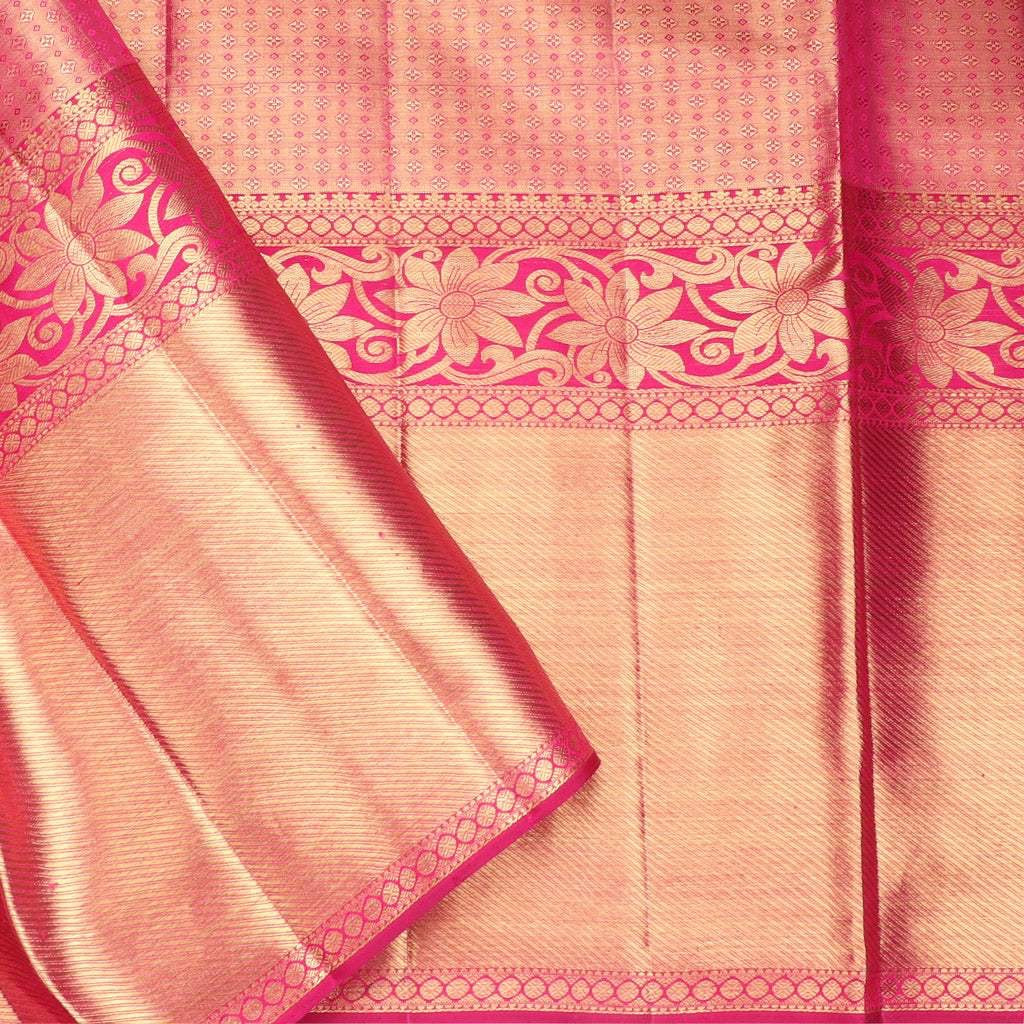 Blue Tissue Kanjivaram Silk Saree With Floral Motif Pattern