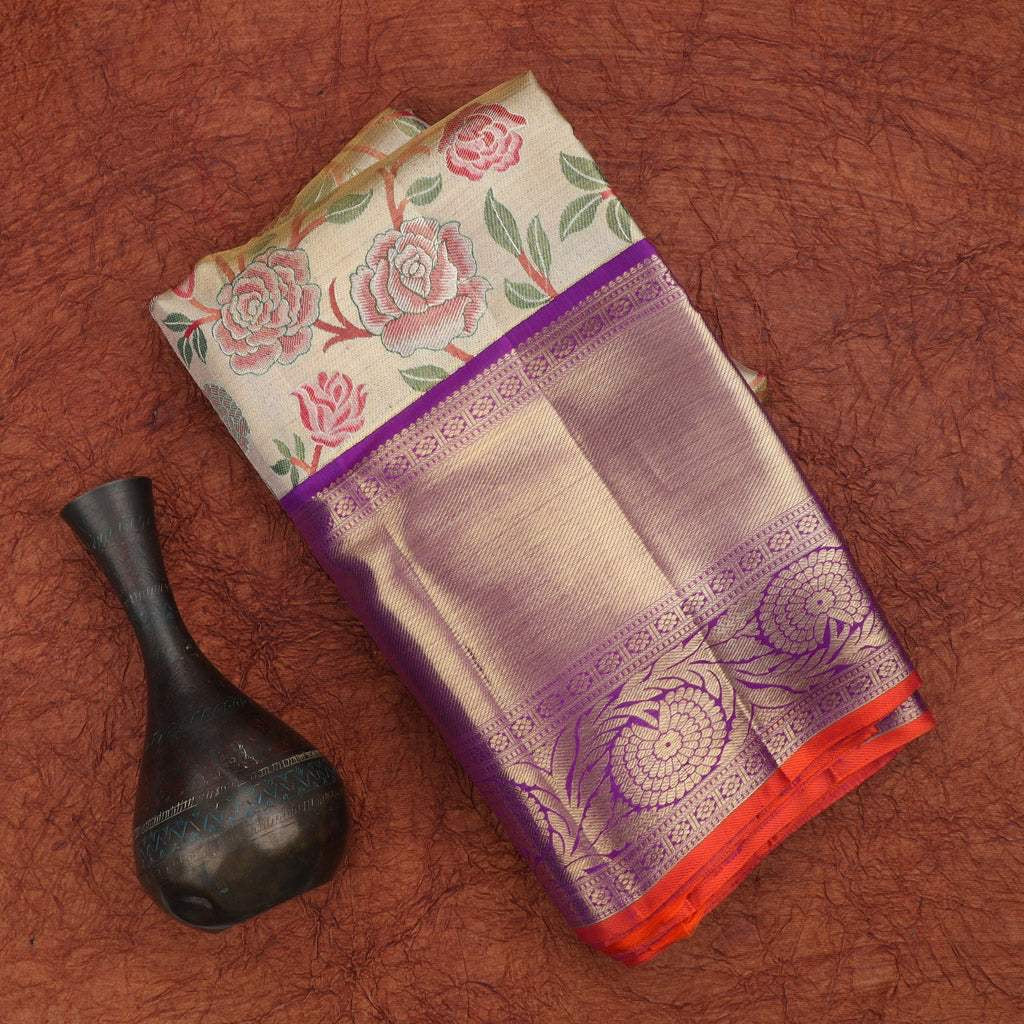 Light Gold Tissue Kanjivaram Silk Saree