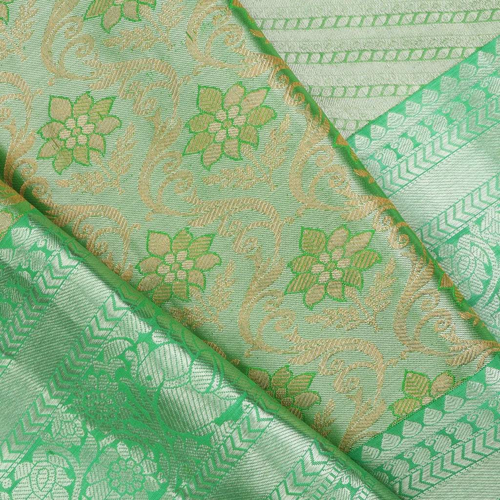 Green Tissue Kanjivaram Silk Saree With Floral Jaal Design