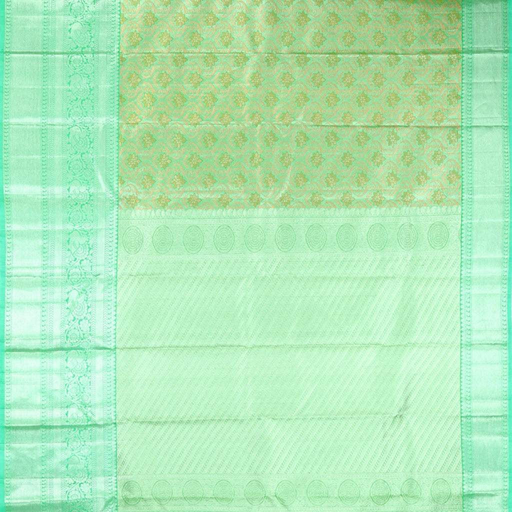 Green Tissue Kanjivaram Silk Saree With Floral Jaal Design