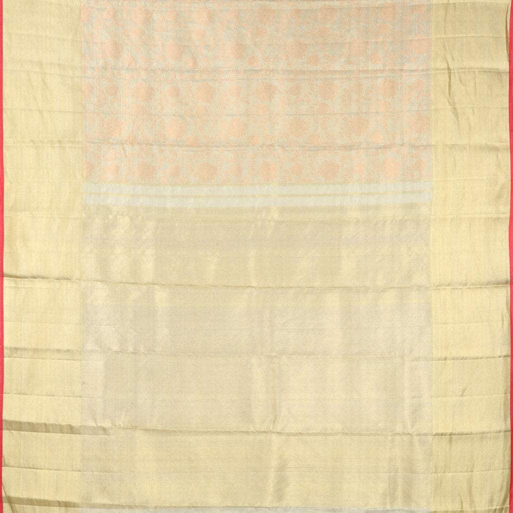Pastel Grey Tissue Kanjivaram Silk Saree With Floral Motif Patternv