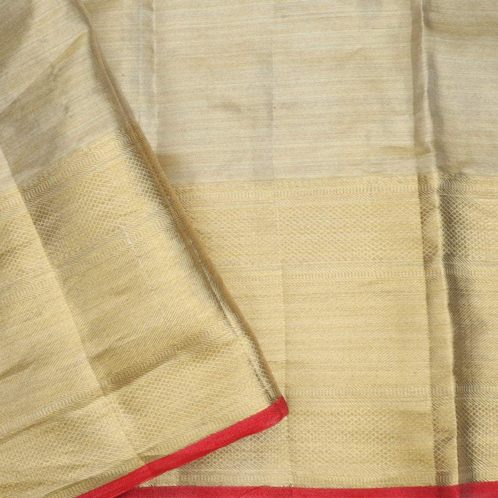 Pastel Grey Tissue Kanjivaram Silk Saree With Floral Motif Patternv