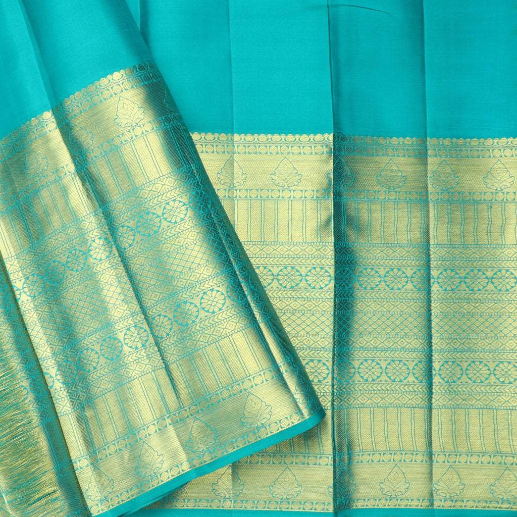 Bright Yellow Kanjivaram Silk Saree With Floral Pattern