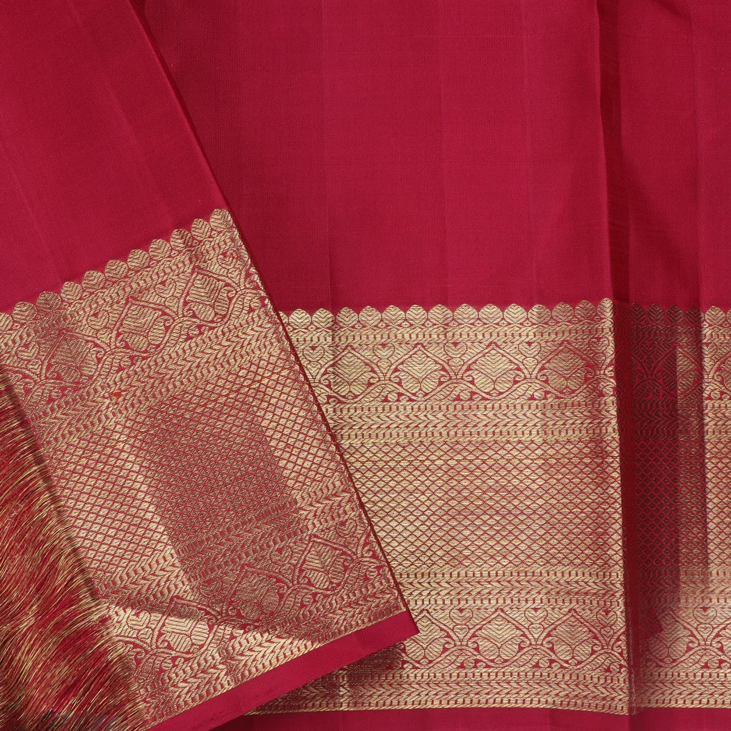 Bright Blue Kanjivaram Silk Saree With Rudraksha Motifs