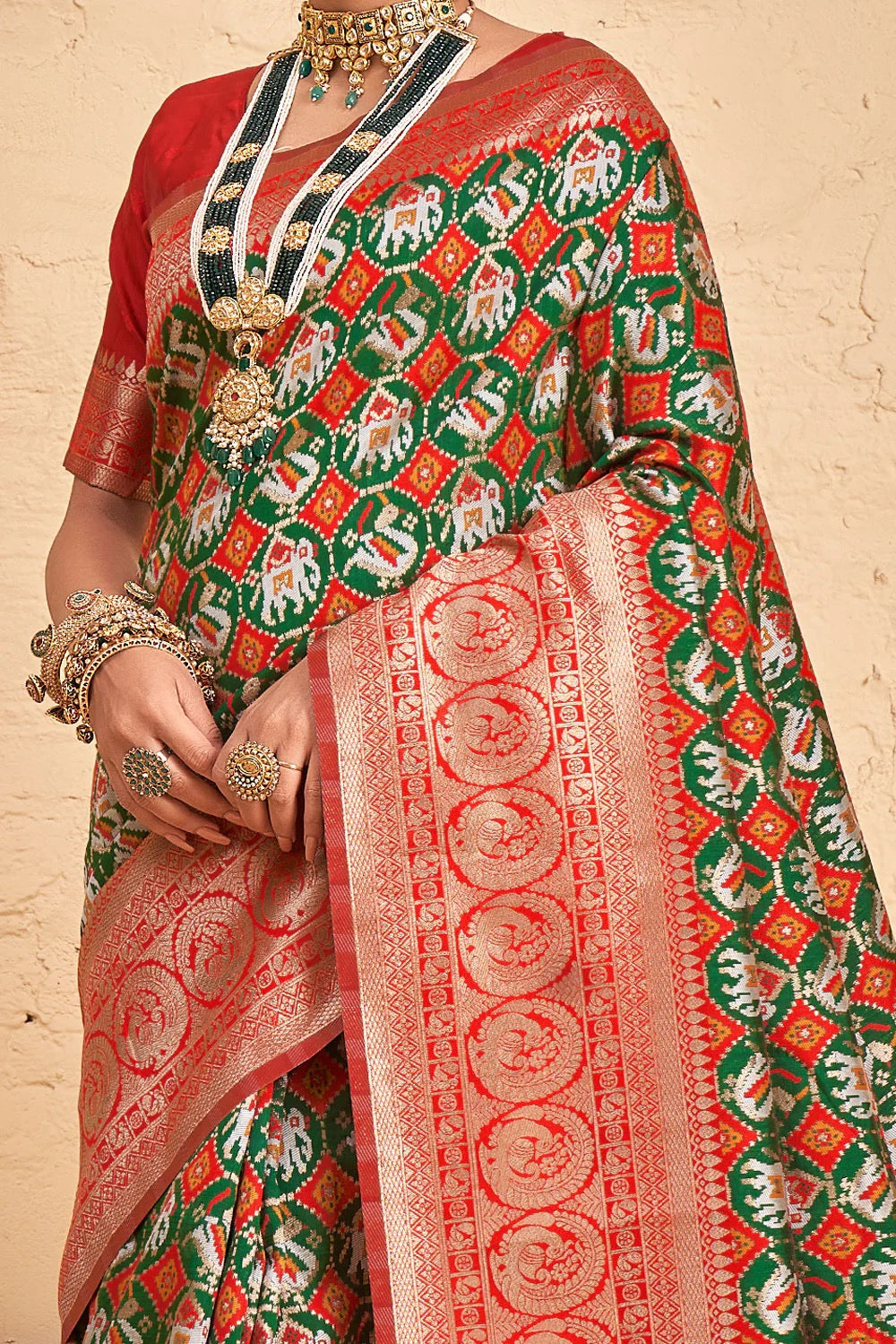 Yale Green Weaving Patola Silk
