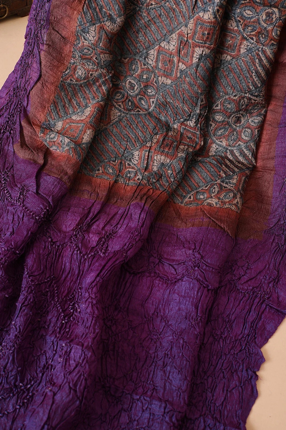 Multicolour Bandhani Printed Tussar Silk Saree