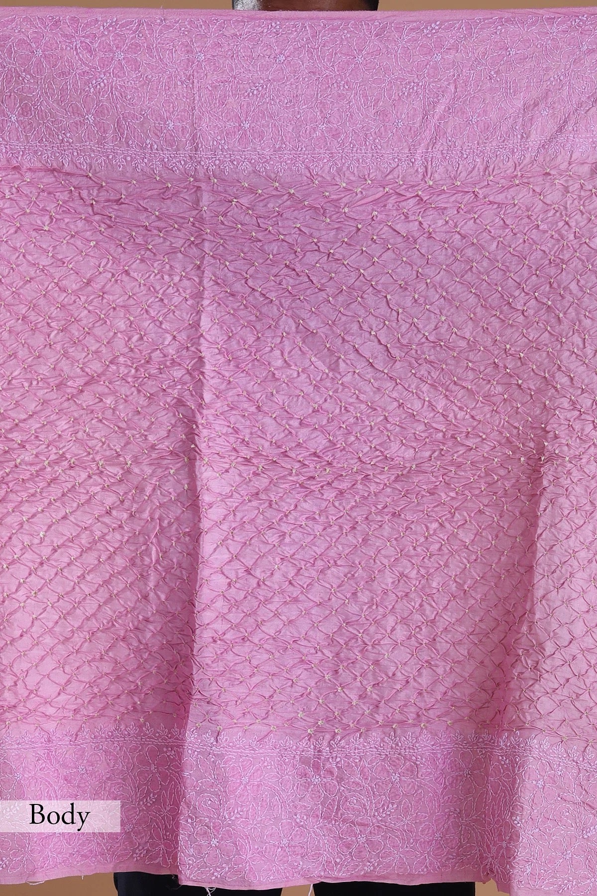 Lilac Snow Purple Bandhani Printed Tussar Silk Saree