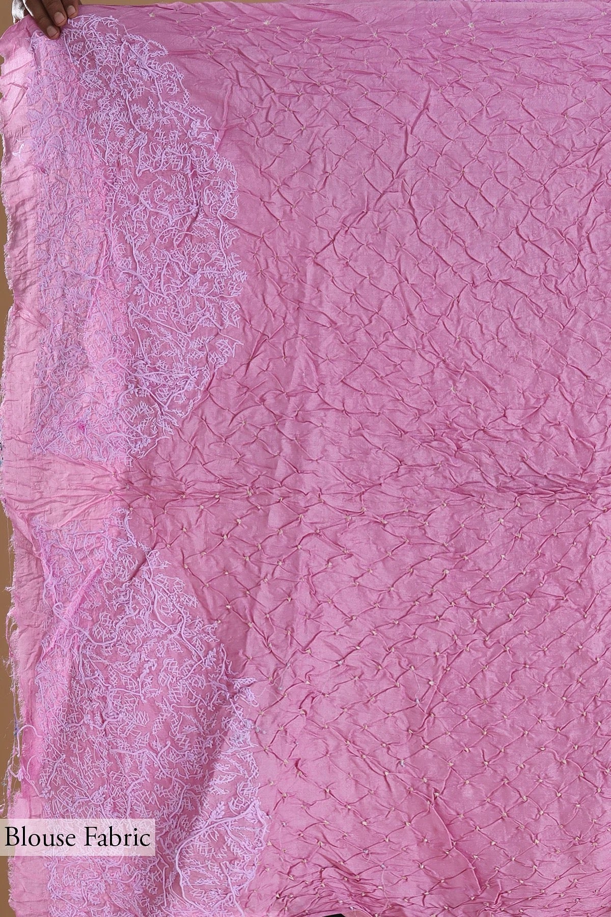 Lilac Snow Purple Bandhani Printed Tussar Silk Saree
