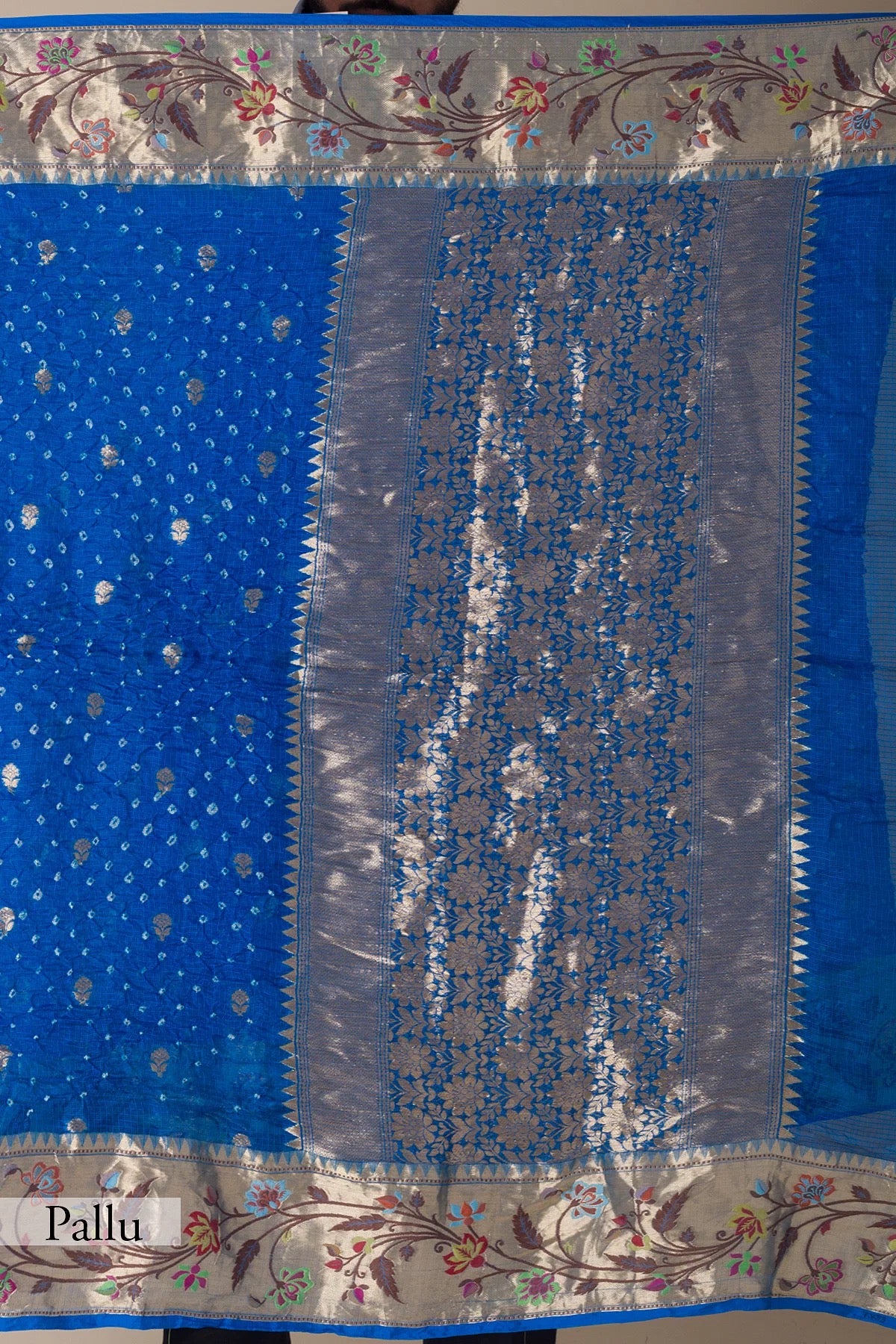 Classic Blue Bandhani Printed Kota Doriya Saree