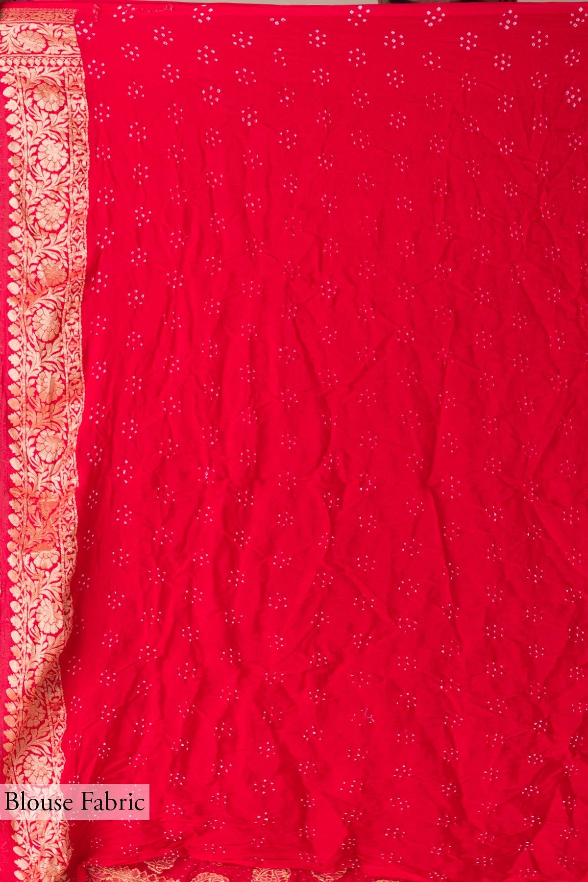 Dark Red Bandhani Printed Kota Doriya Saree
