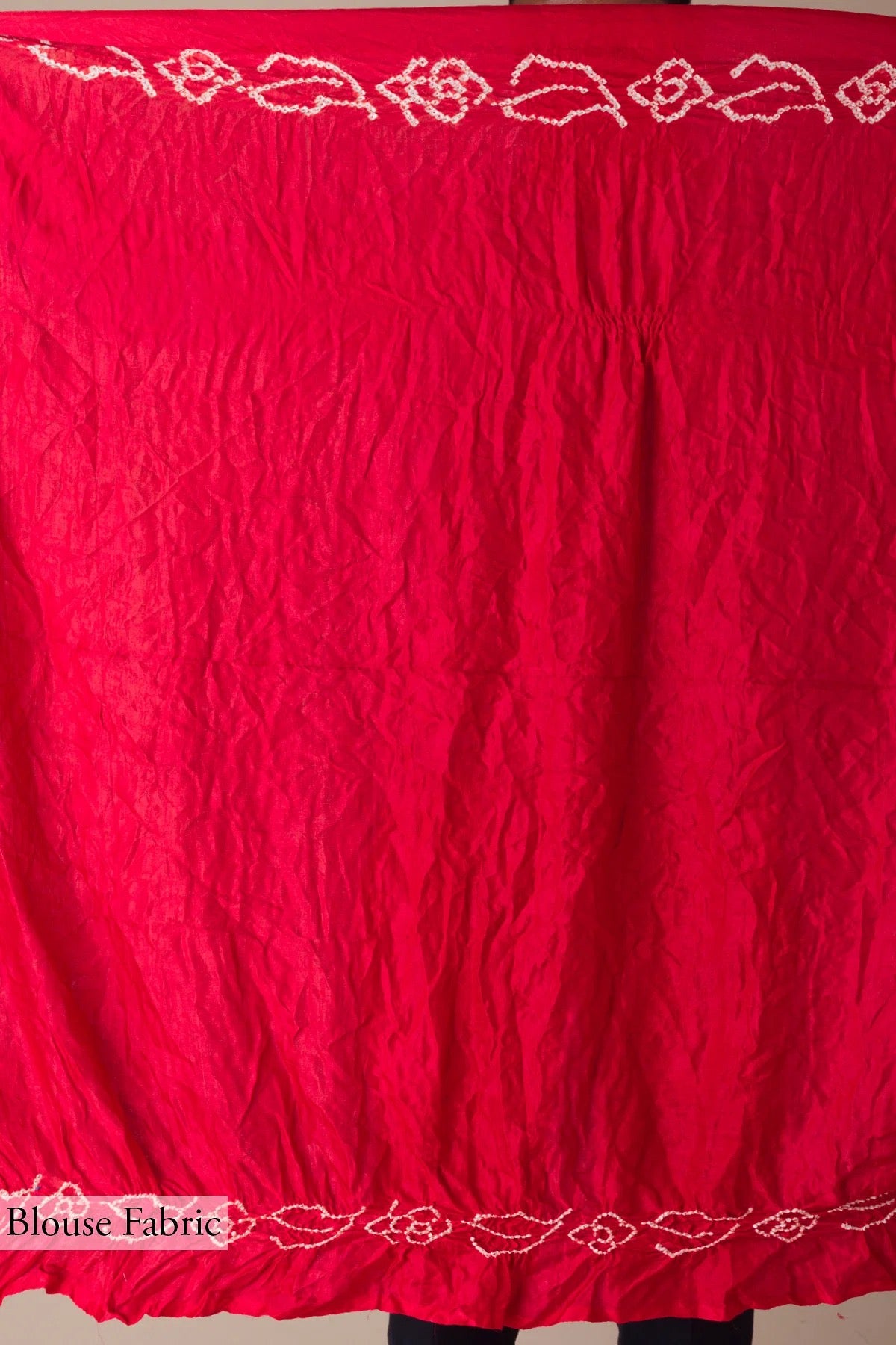 Crimson Red Bandhani Printed Silk Saree