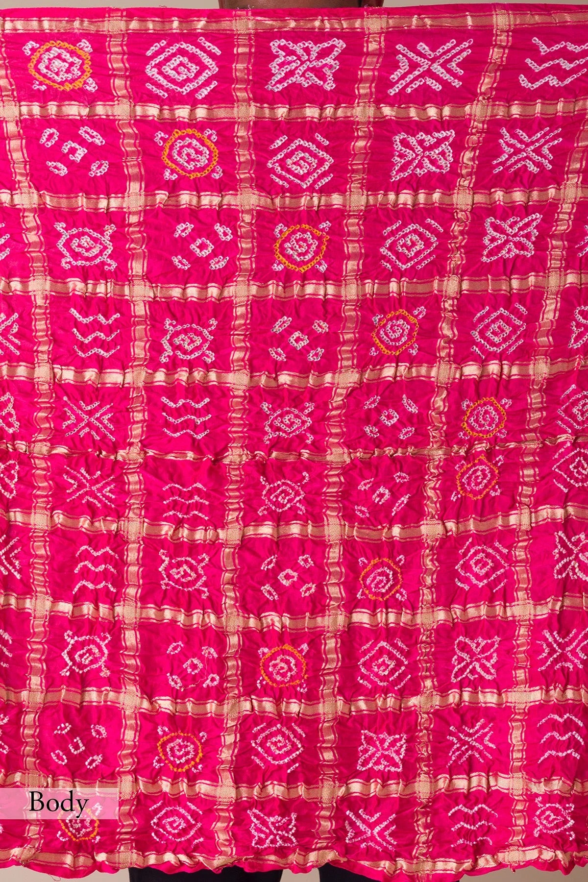 Bright Rose Pink Bandhani Printed Silk Saree