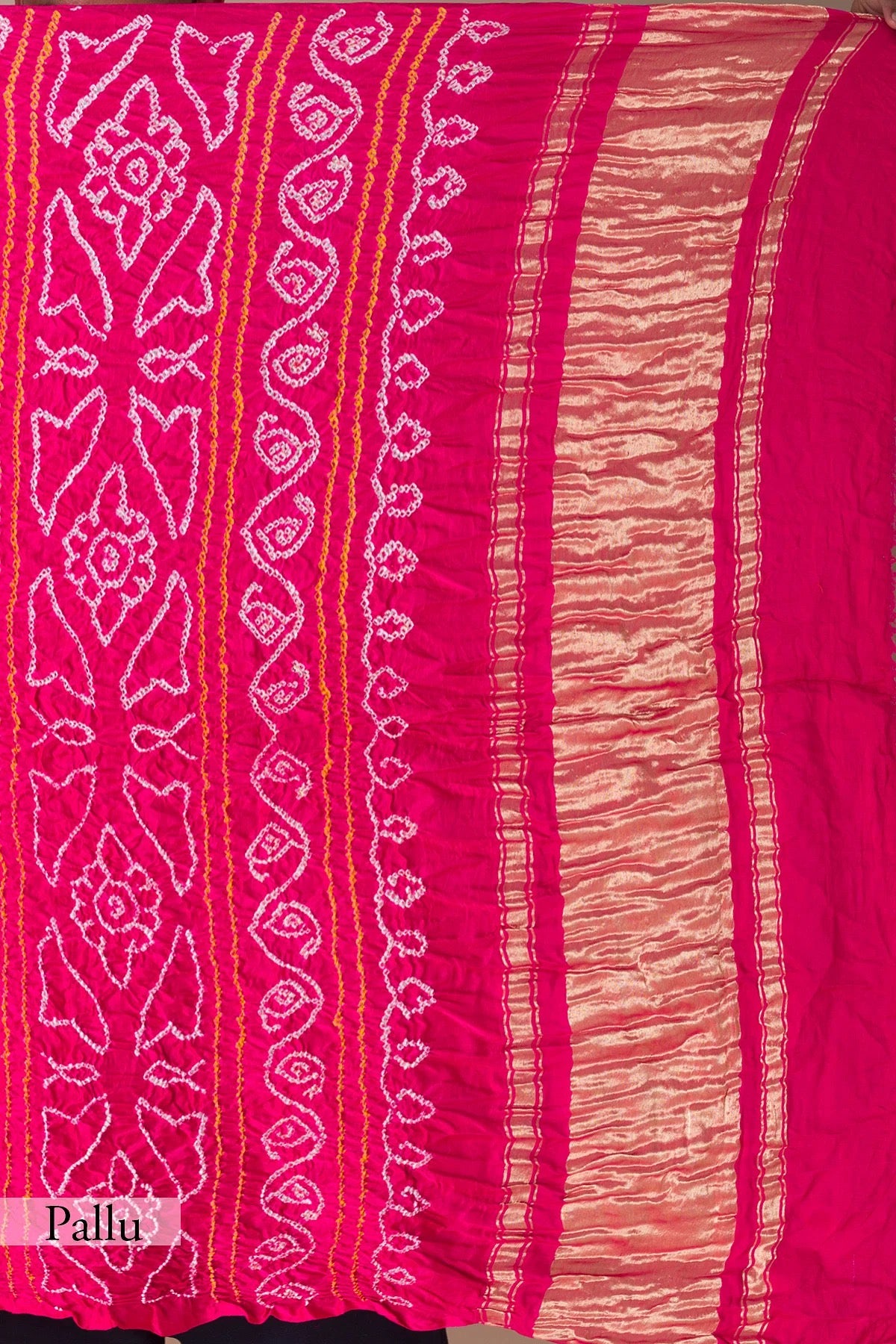 Bright Rose Pink Bandhani Printed Silk Saree
