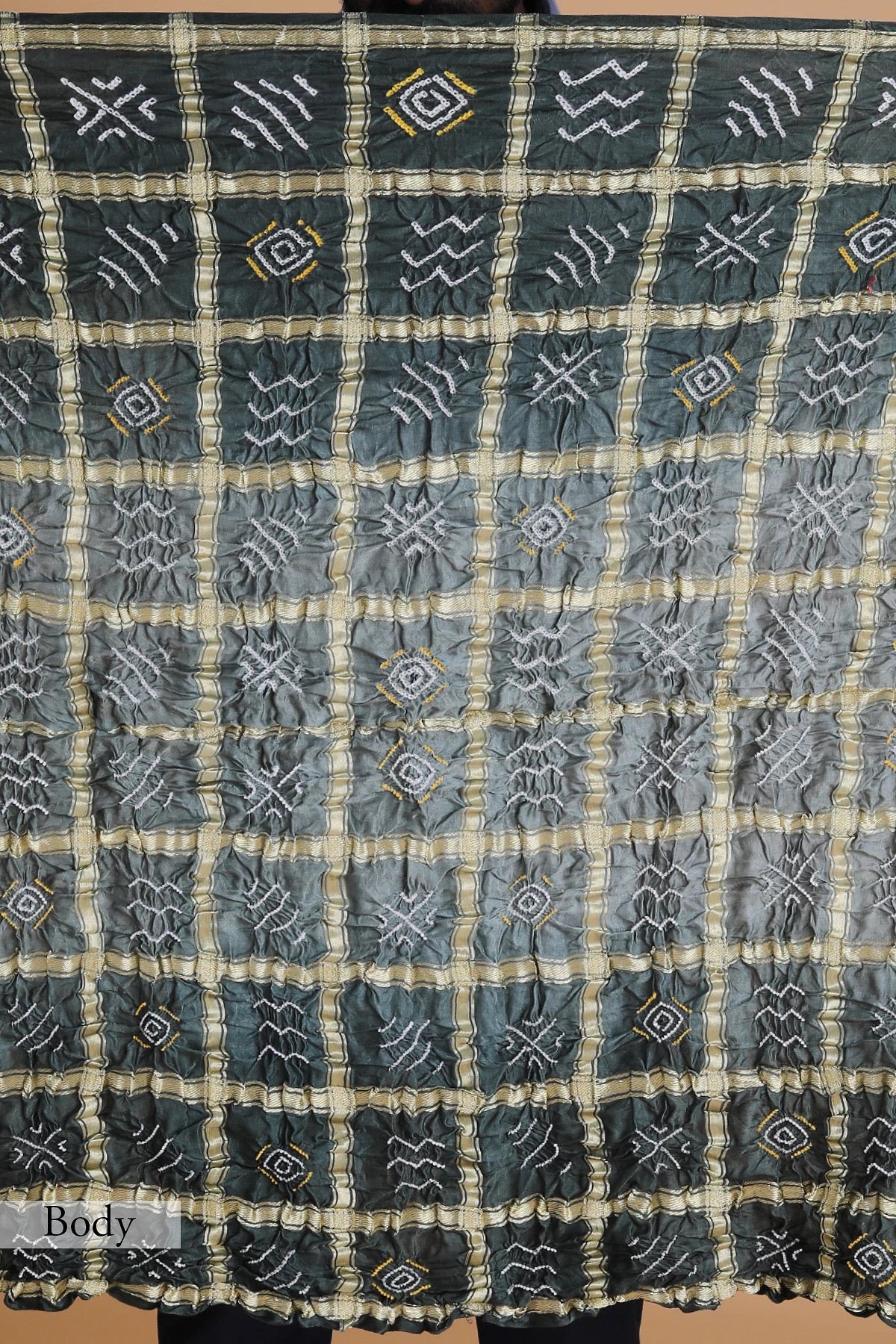 Green Shaded Bandhani Printed Gajji Silk Saree