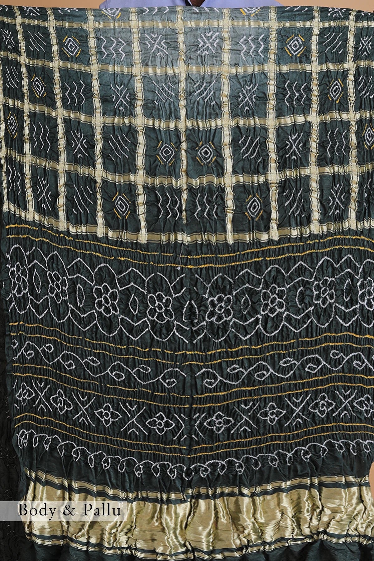 Green Shaded Bandhani Printed Gajji Silk Saree