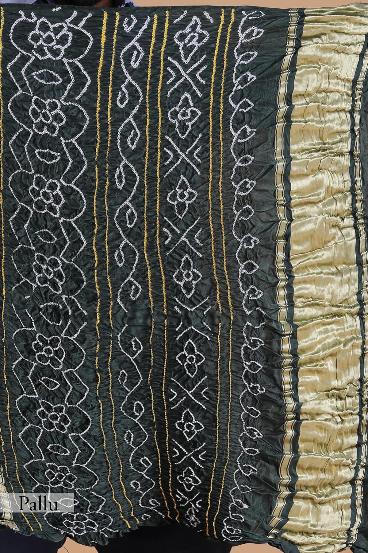 Green Shaded Bandhani Printed Gajji Silk Saree