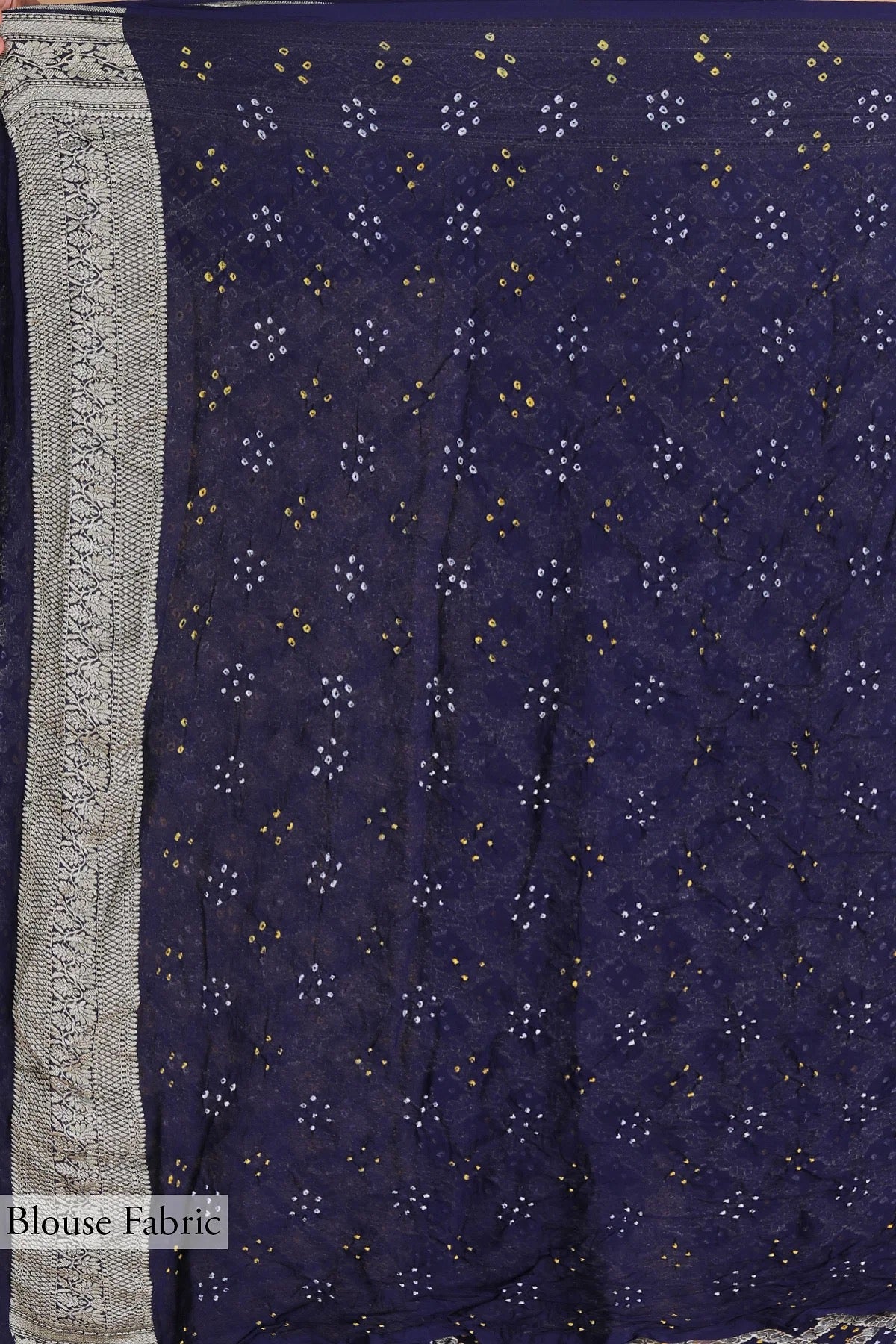 Dark Navy Blue Bandhani Printed Georgette Saree