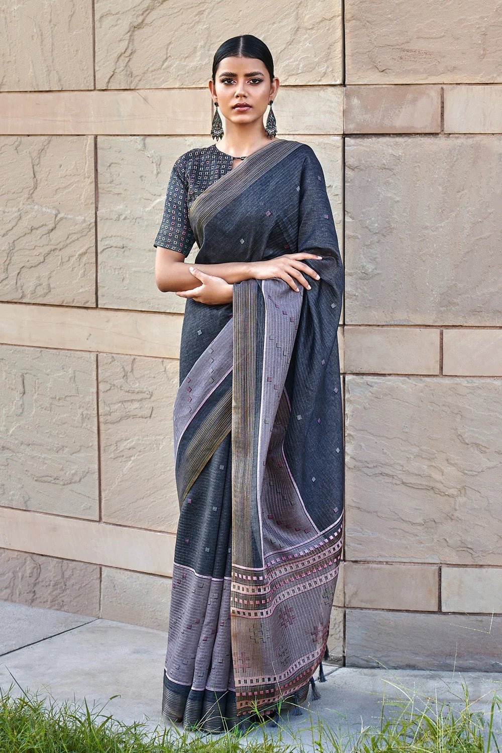 Blue Cotton Silk Saree