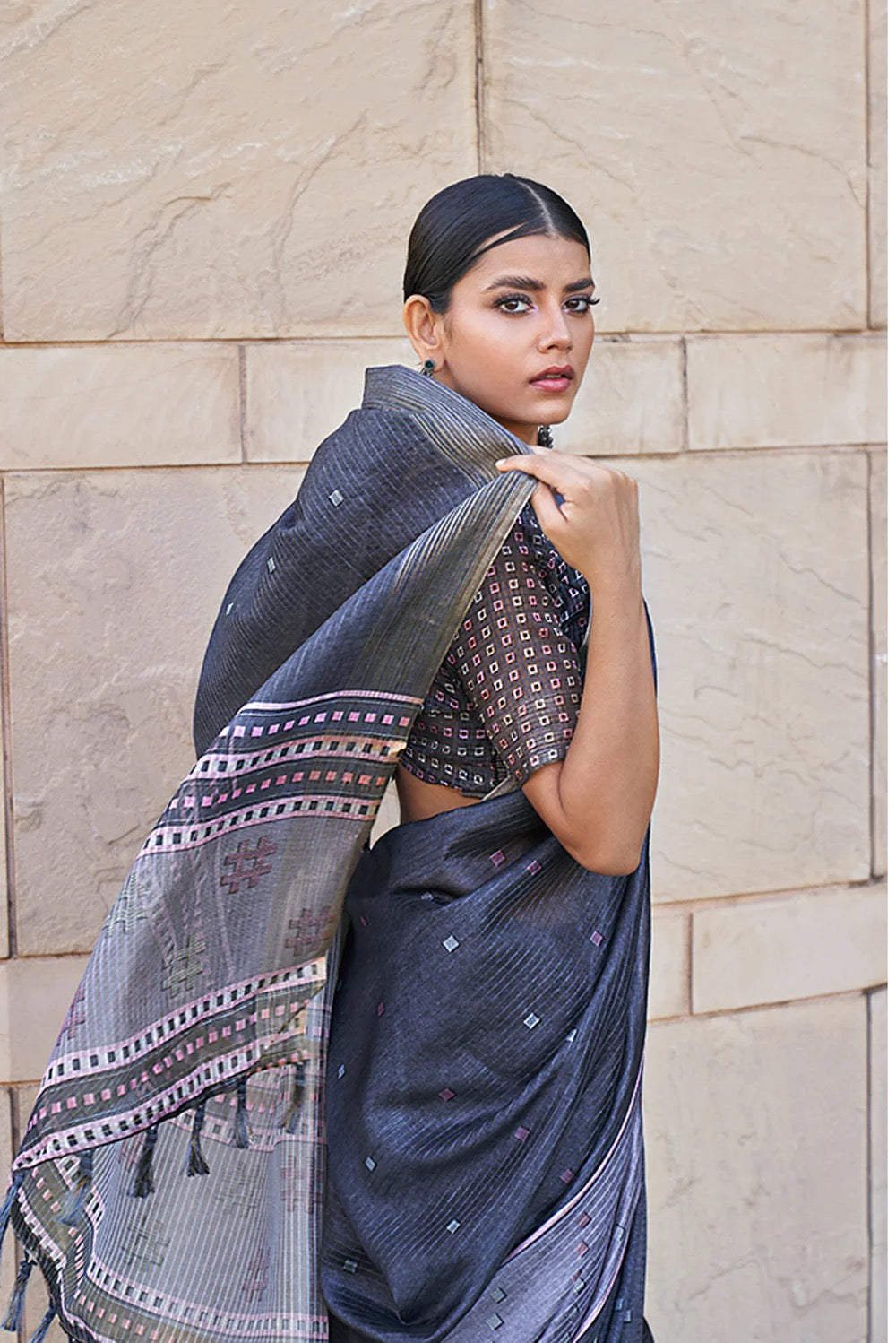 Blue Cotton Silk Saree