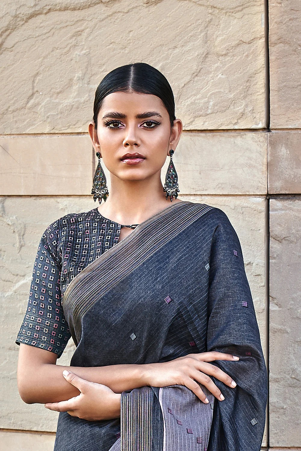 Blue Cotton Silk Saree