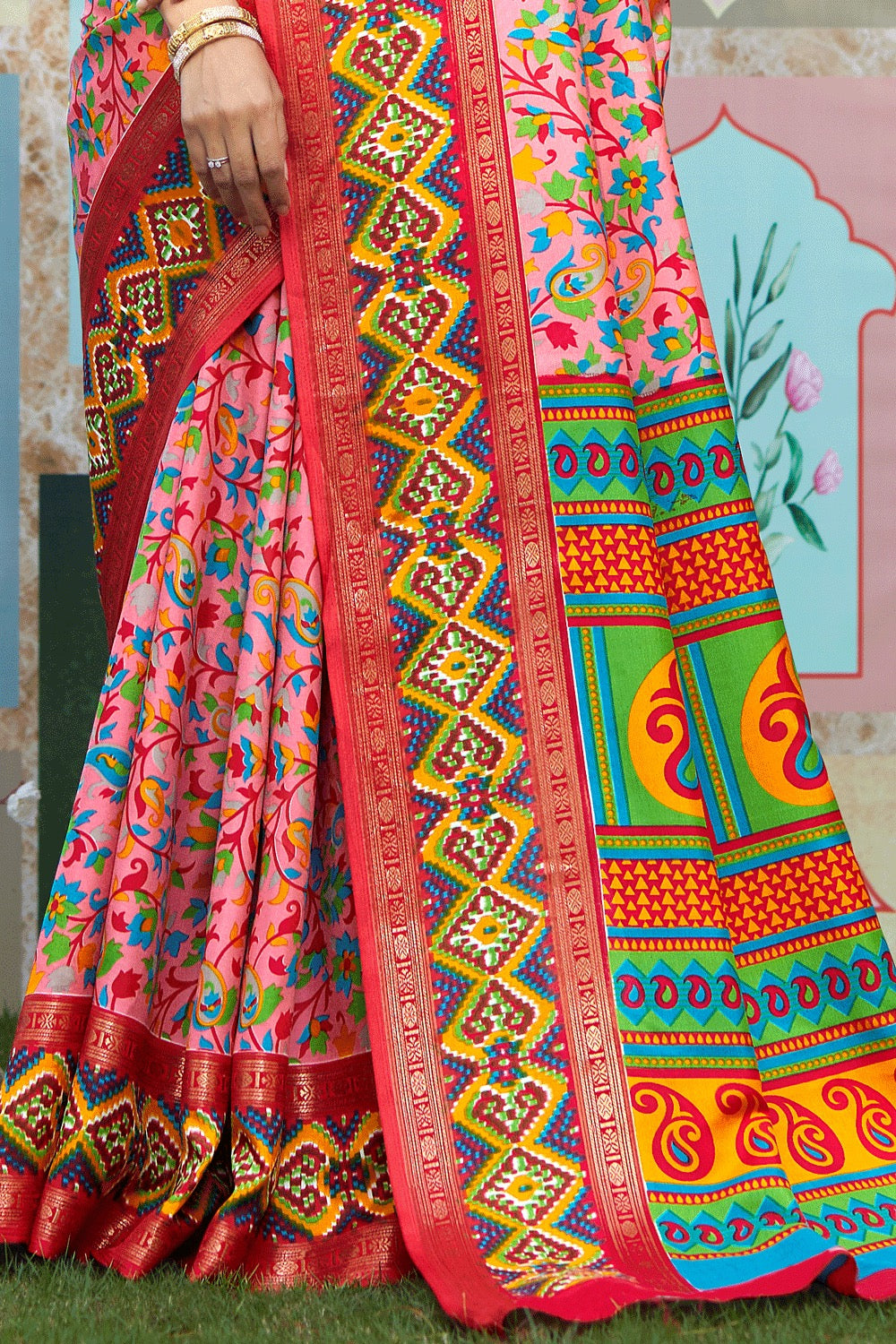 Pink Kashmiri Pashmina Printed Saree