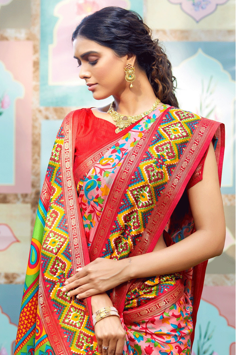 Pink Kashmiri Pashmina Printed Saree