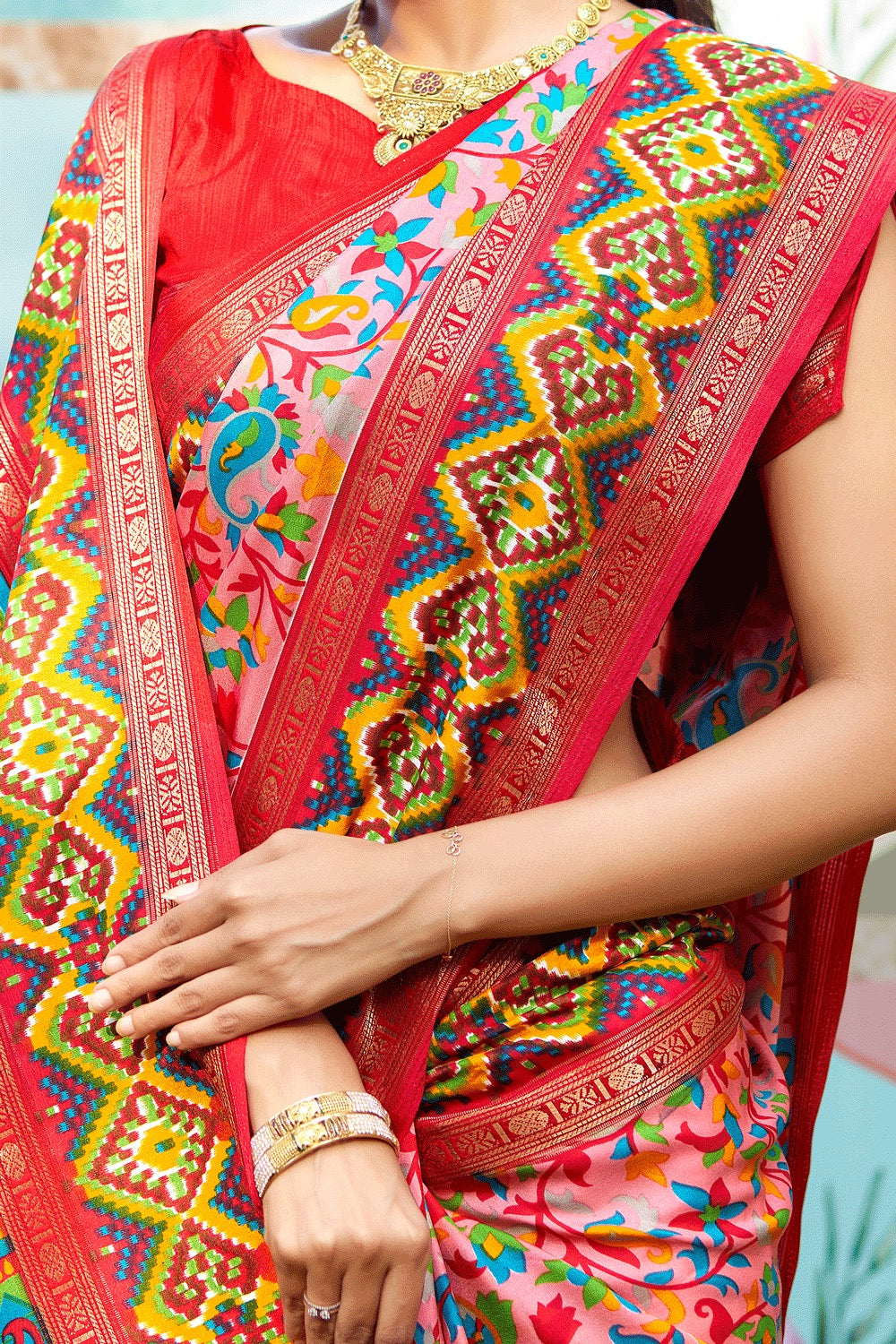 Pink Kashmiri Pashmina Printed Saree