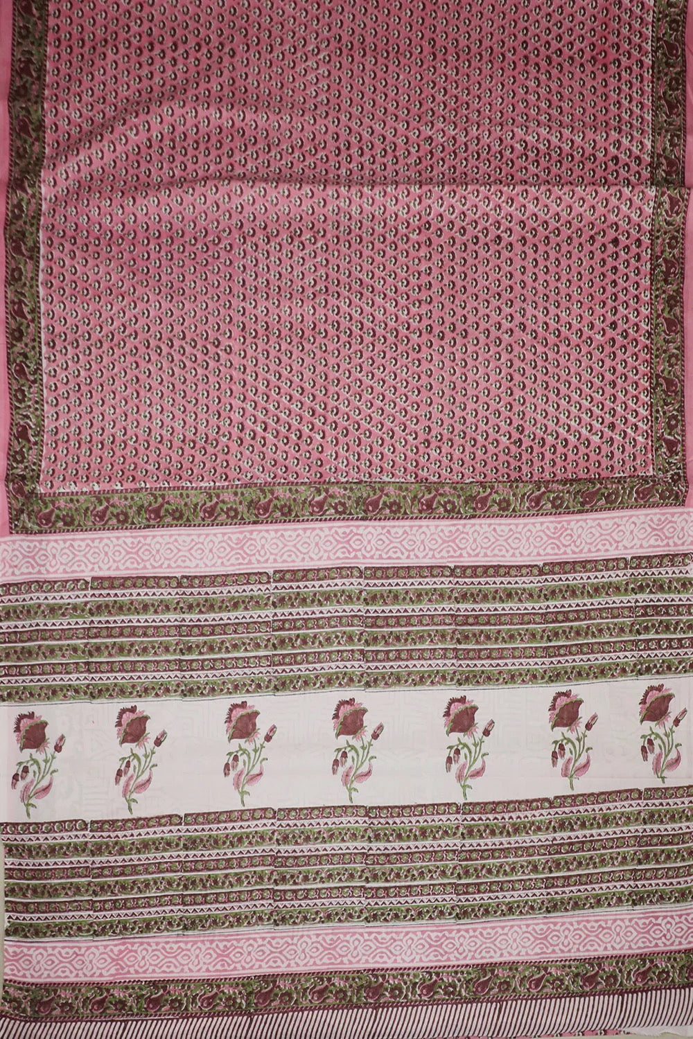 Pink with Tiny Butta's Block Printed Mul Cotton saree