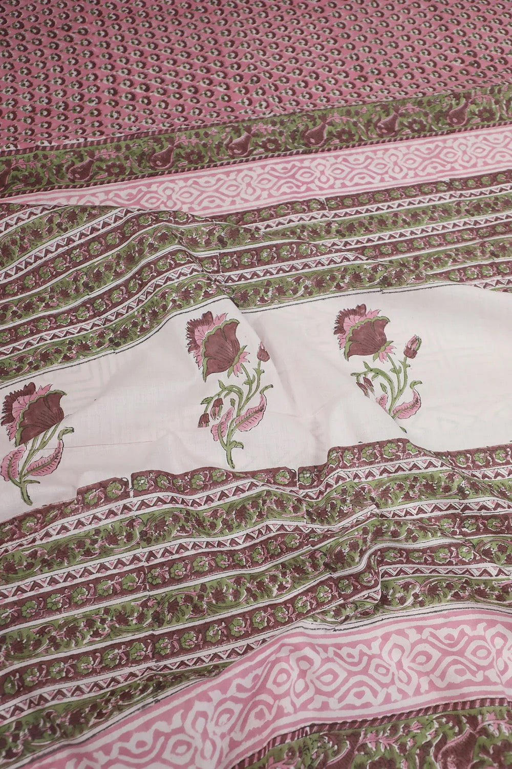 Pink with Tiny Butta's Block Printed Mul Cotton saree