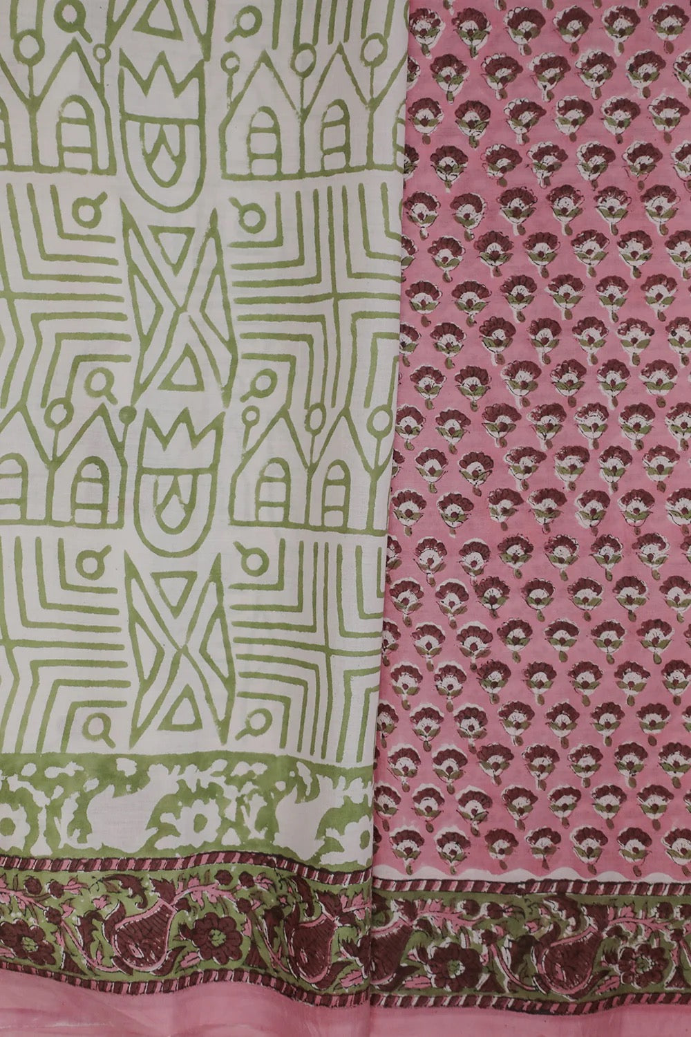 Pink with Tiny Butta's Block Printed Mul Cotton saree
