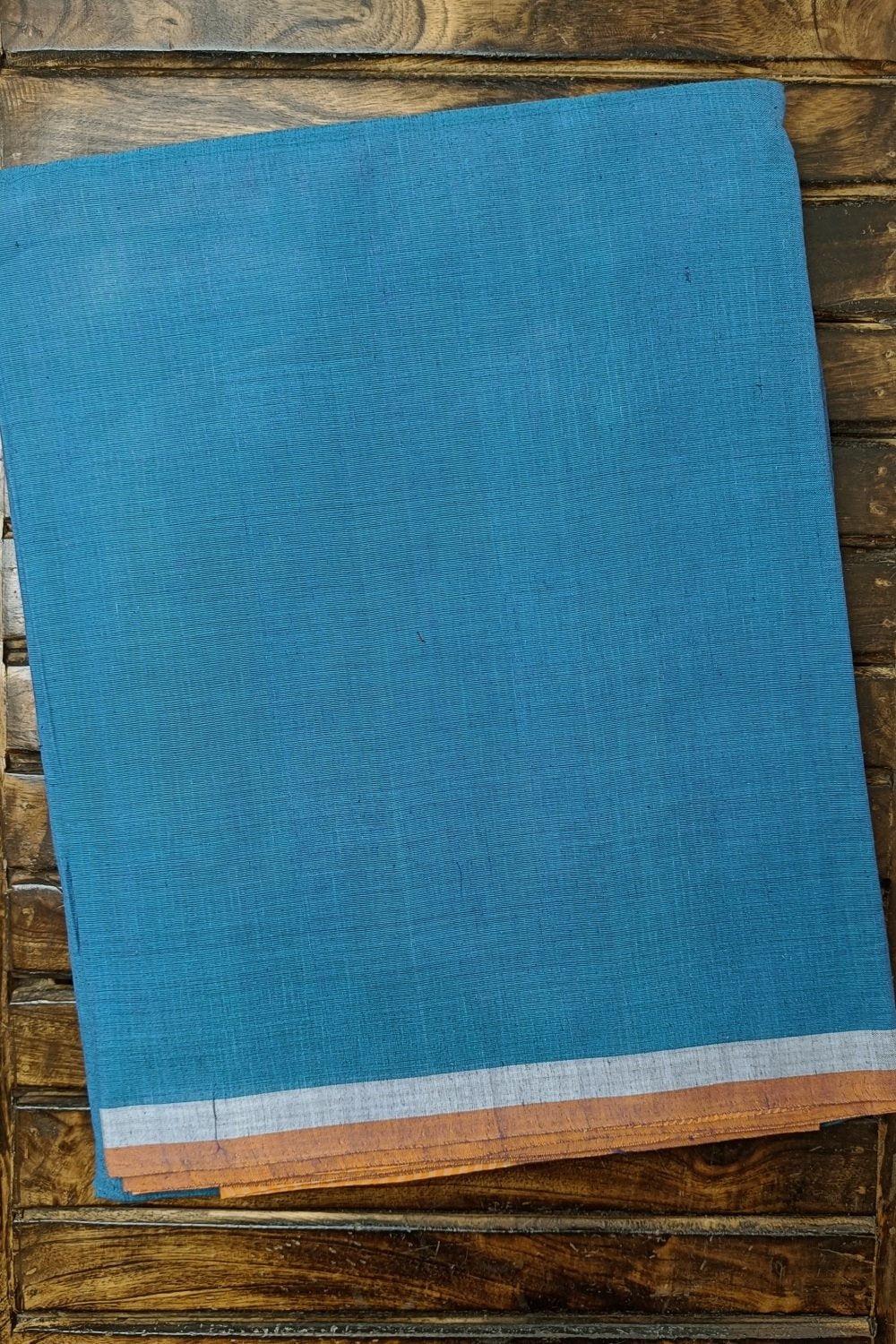 Cerulean Blue Handspun Handwoven Saree