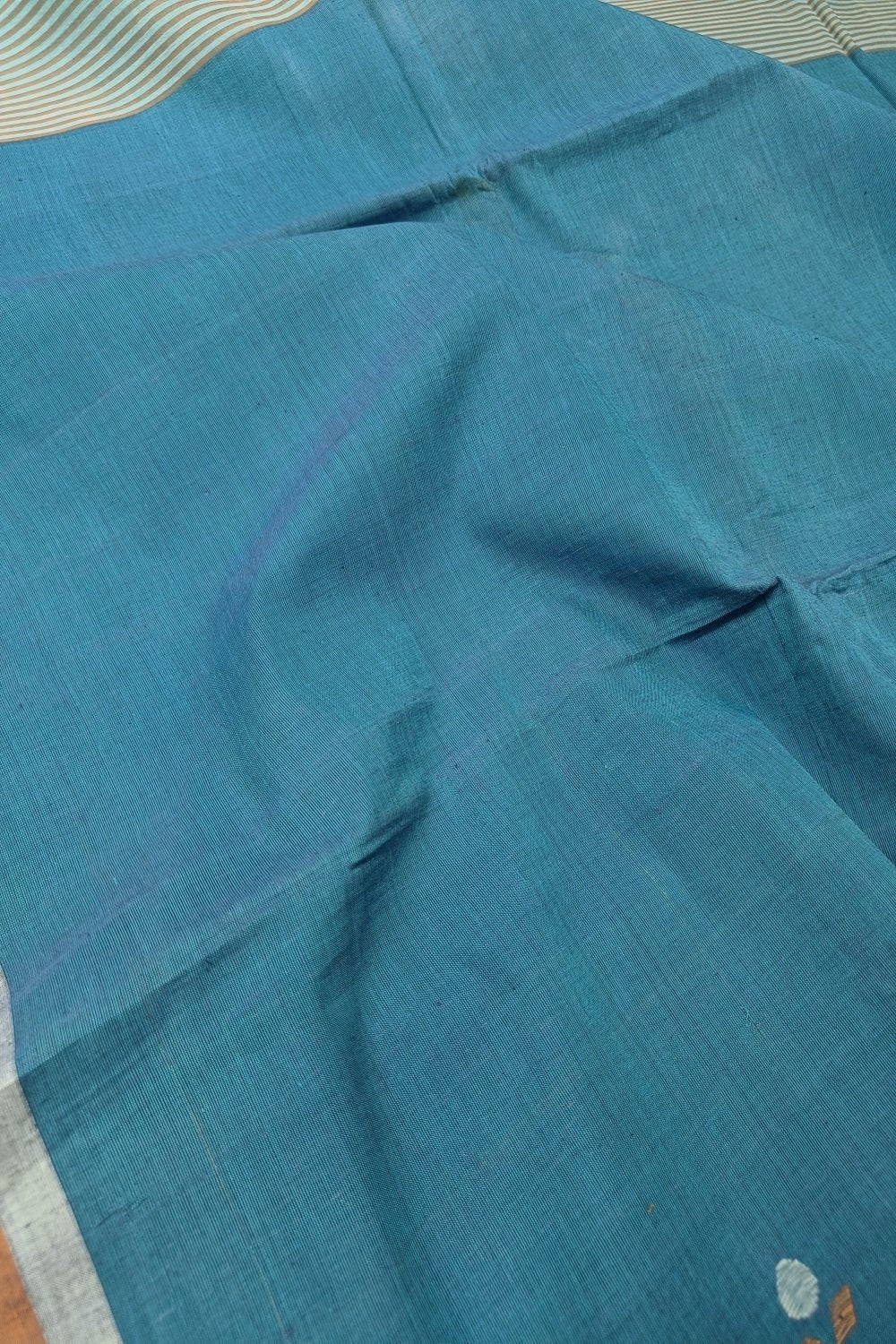 Cerulean Blue Handspun Handwoven Saree