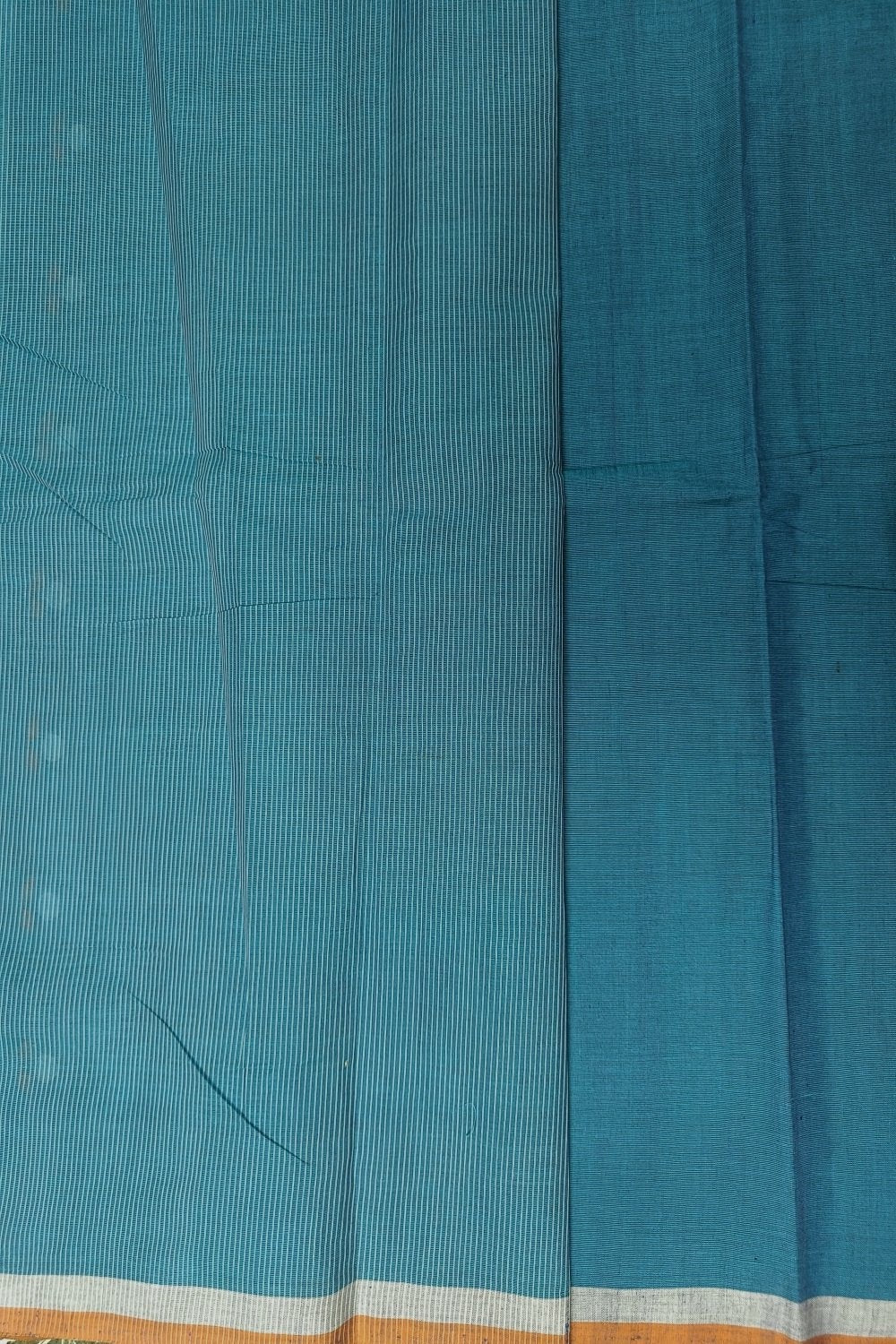Cerulean Blue Handspun Handwoven Saree
