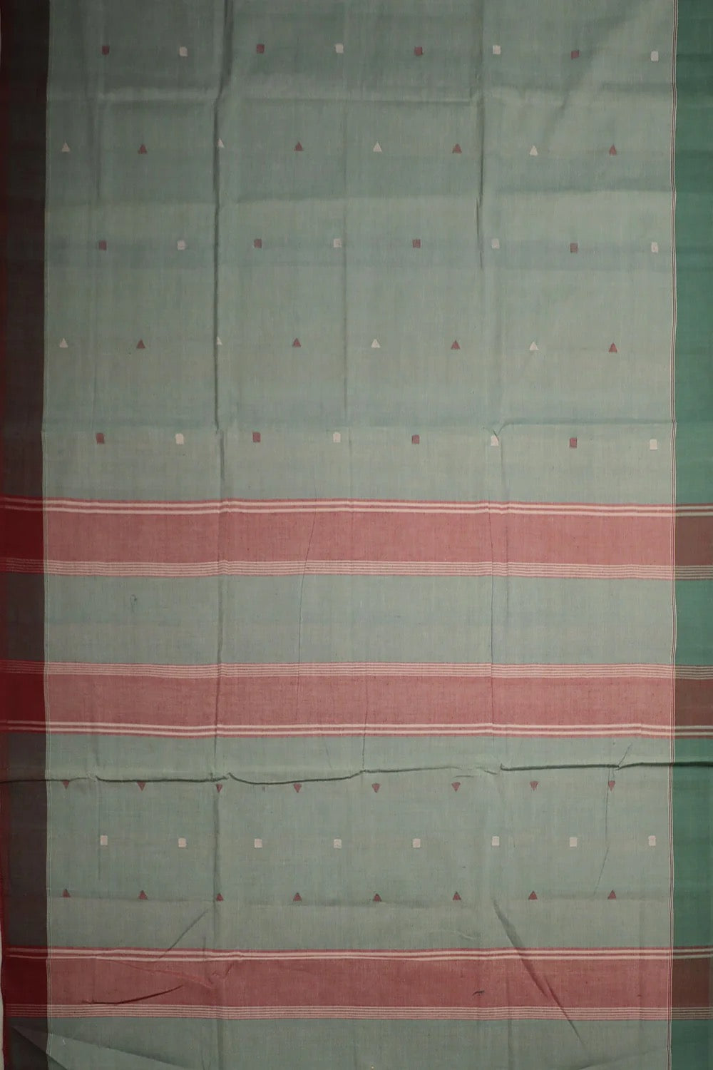 Dual Shaded Green & Grey Handspun Handwoven Saree