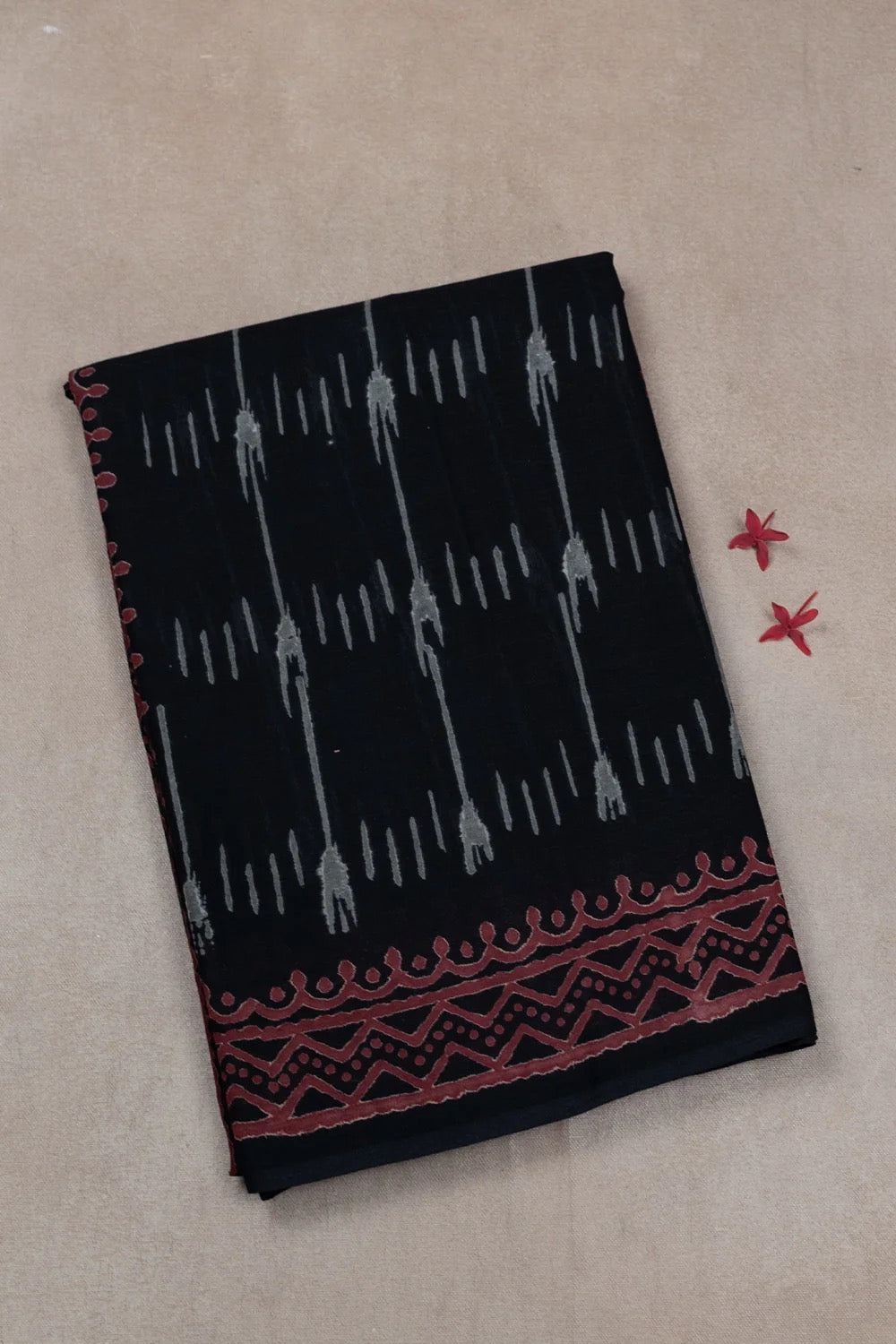 Black with Grey Line Mul Cotton saree