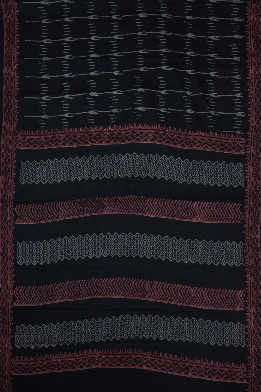 Black with Grey Line Mul Cotton saree