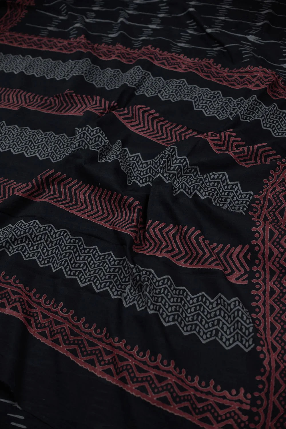 Black with Grey Line Mul Cotton saree
