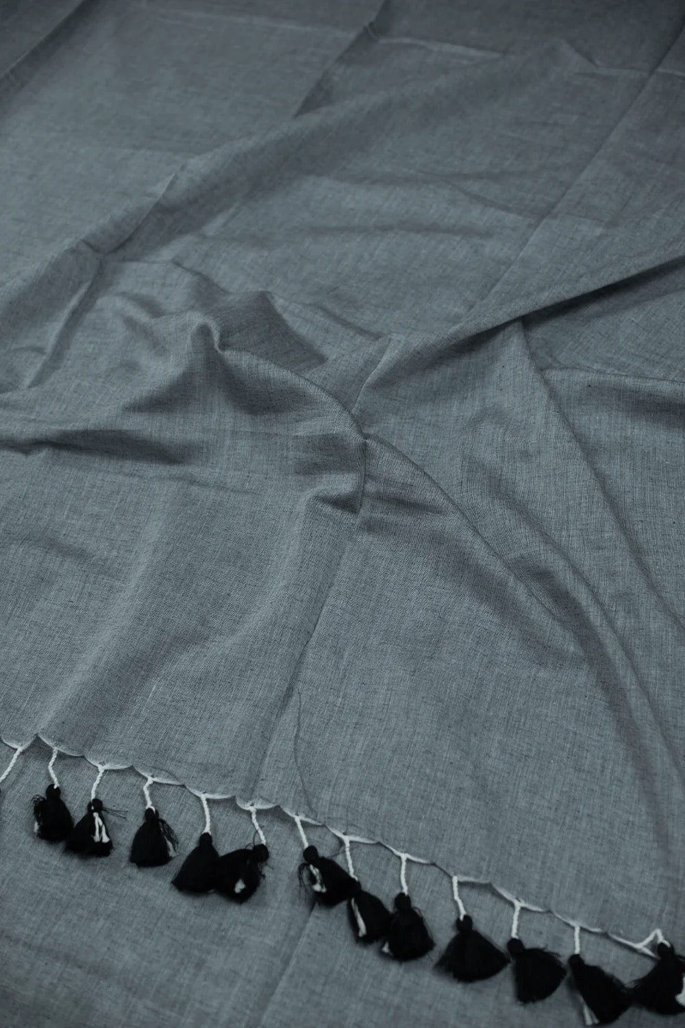 Ash Grey Mul Cotton Saree with Ikat Blouse